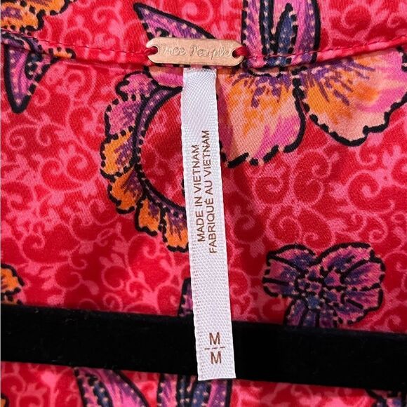 FREE PEOPLE I Got You Printed Top Ruby Women’s Size Medium - Picture 7 of 9